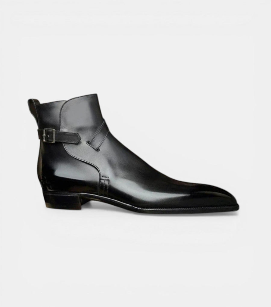 The Marche Chelsea Boots - High-Ankle Black Leather Monk Strap Dress Boots for men - MORDA MILANO