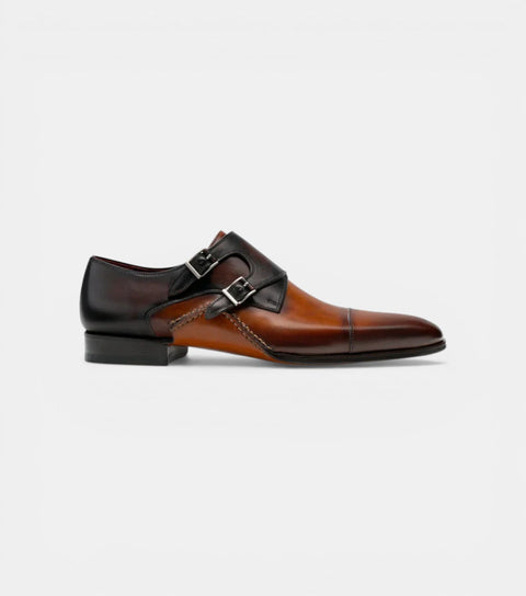 The Bologna Double Monk Straps - Handcrafted Two-Tone Leather Double Monk Strap Shoes for men