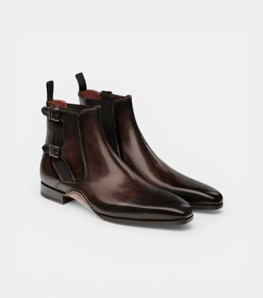 The Parma Chelsea Boots - Handcrafted Dark Brown Leather Chelsea Jodhpur Hybrid Boots