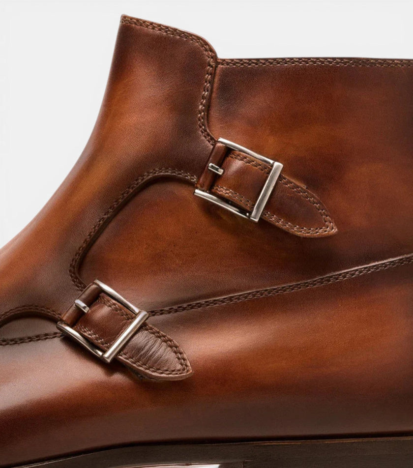The Parma Chelsea Boots - Handcrafted Brown Leather Double Monk Strap Boots for Men