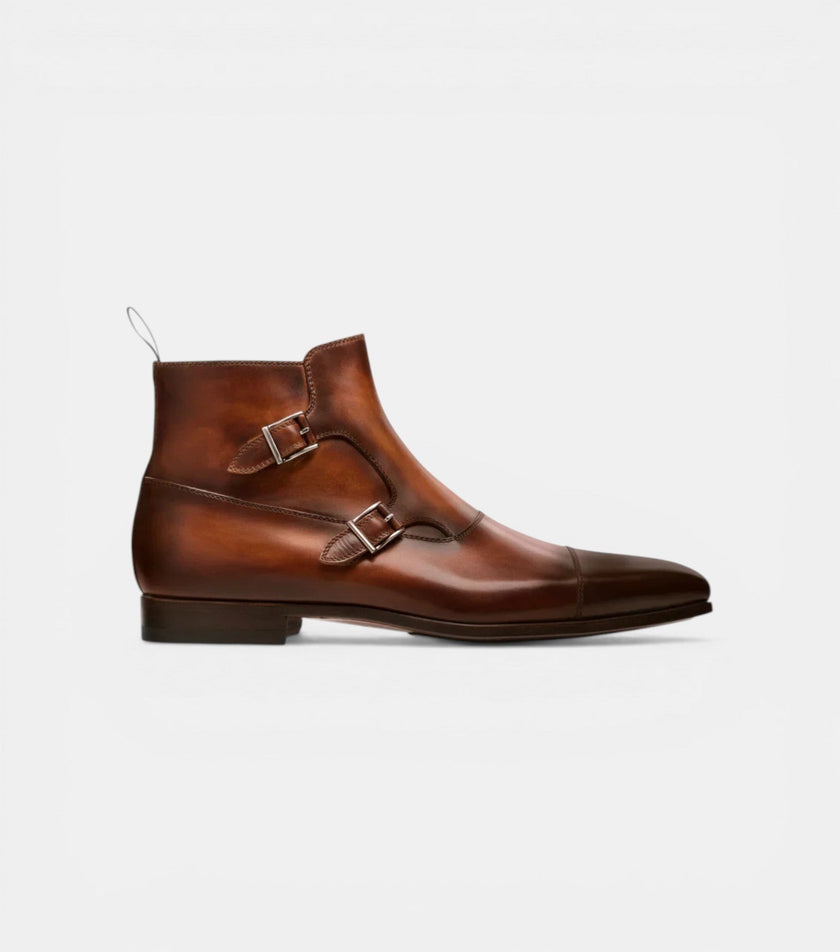 The Parma Chelsea Boots - Handcrafted Brown Leather Double Monk Strap Boots for Men