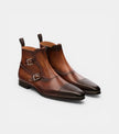 The Parma Chelsea Boots - Handcrafted Brown Leather Double Monk Strap Boots for Men