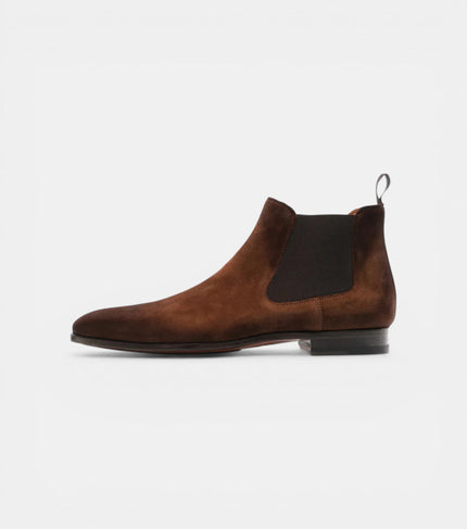 The Ragusa Chelsea Boots - Handcrafted Dark Tan Suede Chelsea Boots for Men