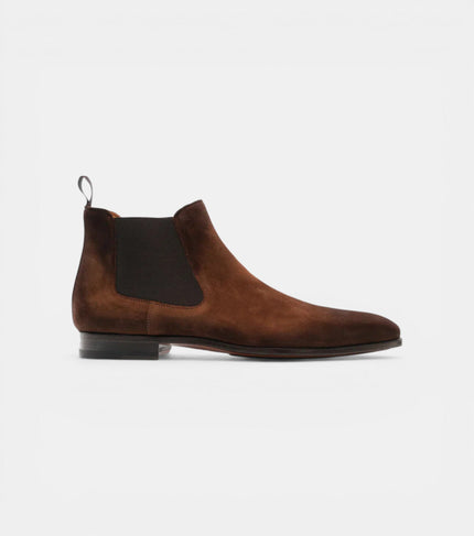 The Ragusa Chelsea Boots - Handcrafted Dark Tan Suede Chelsea Boots for Men