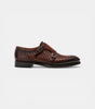 The Bari Double Monk Straps - Handcrafted Brown Woven Leather Double Monk Strap Shoes with silver buckles for men
