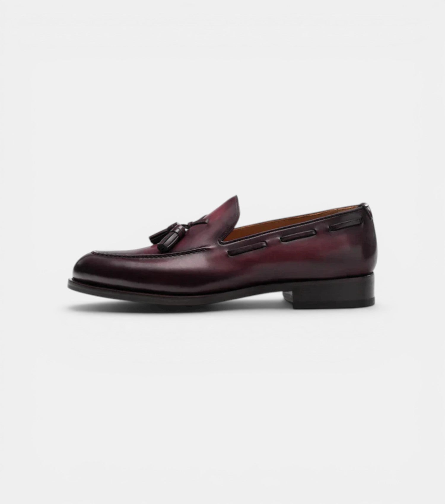 The Rimini Loafers - Handcrafted Burgandy Burnished Leather Loafers for Men