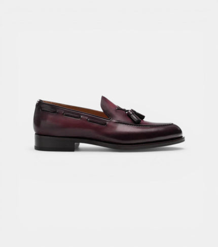 The Rimini Loafers - Handcrafted Burgandy Burnished Leather Loafers for Men