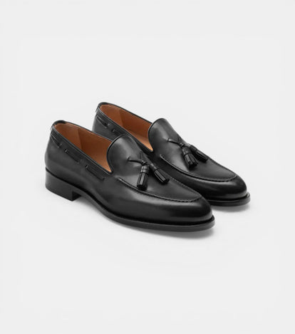 The Rimini Loafers - Handcrafted Black Burnished Leather Loafers for Men