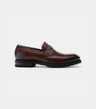 The Trani Loafers - Handcrafted Wine and black Saffiano Leather Loafers for Men