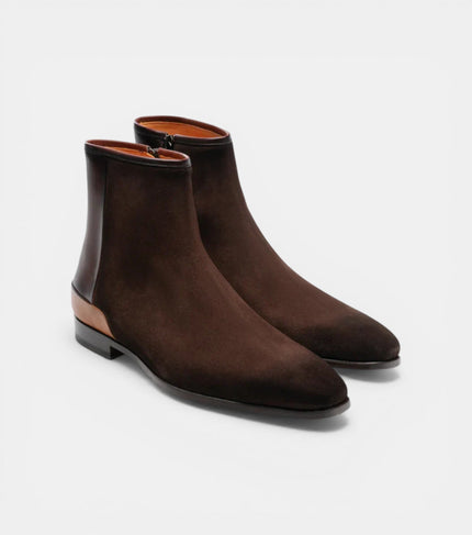 The Grosseto Chelsea Boots - Handcrafted Dark Brown Braided Leather Chukka Boots for Men