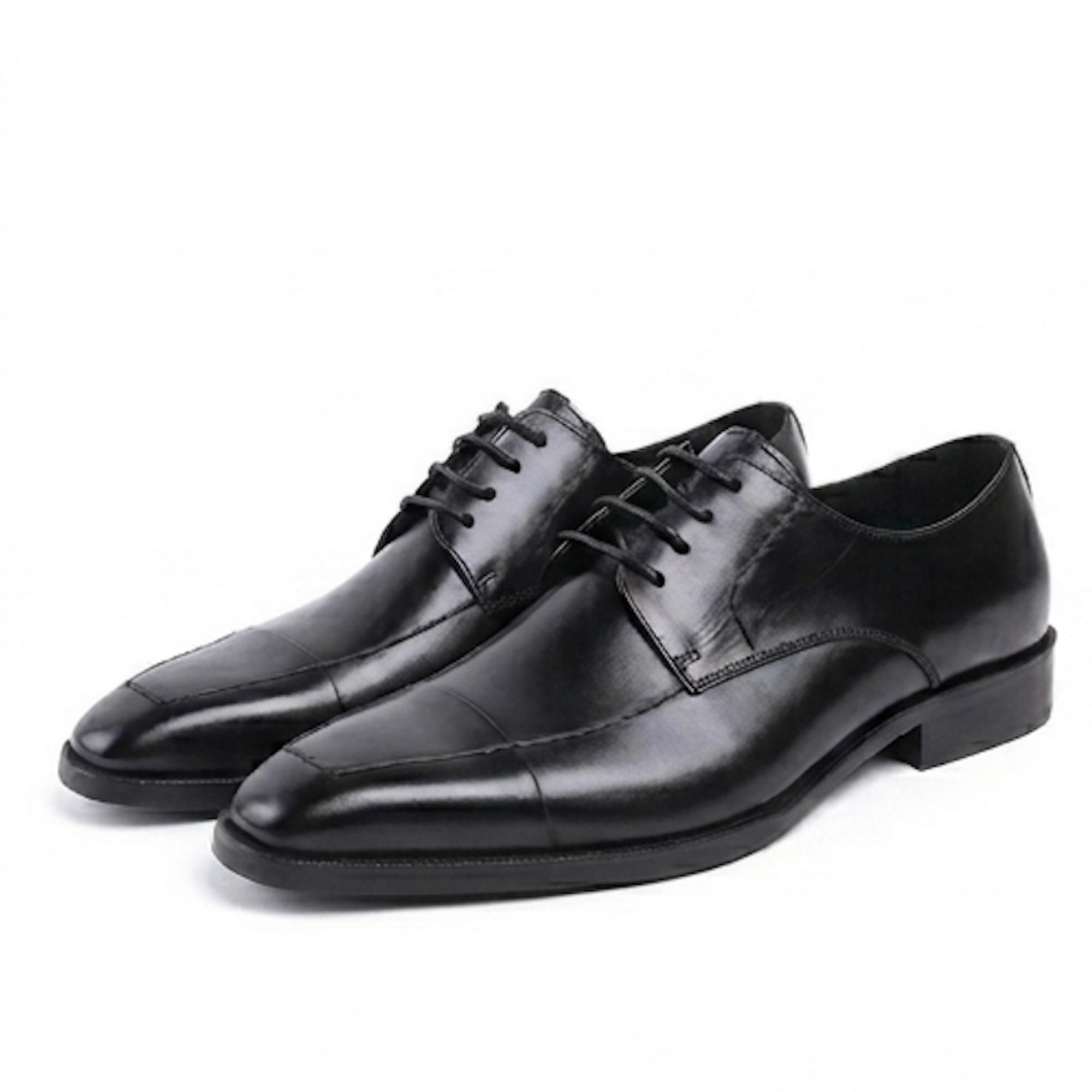 The Amalfi Black Leather Derby Oxfords Shoes for Men