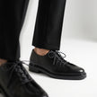 The Pietra Noir Signature Handcrafted Black Leather Contemporary Round-Toe Oxford-Inspired formal shoes for Men