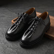 The Pietra Noir Signature Handcrafted Black Leather Contemporary Round-Toe Oxford-Inspired formal shoes for Men