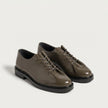 The Pietra Handcrafted Olive Brown Leather Contemporary Round-Toe Oxford-Inspired formal shoes for Men