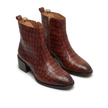 The Trani Handcrafted Burgundy Croc-Embossed Leather Chelsea Boots for Men