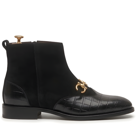 The Cortina Handcrafted Tan Croc-Embossed Leather Jodhpur Chelsea Boots for Men