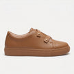 The Marlowe Handcrafted Leather Double Strap Casual Sneakers in Tan Brown for Men