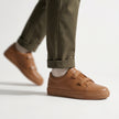 The Marlowe Handcrafted Leather Double Strap Casual Sneakers in Tan Brown for Men