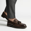 The Torino Premium Brown Leather Tassel Loafers with Moc Toe for Men