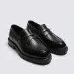 The Verona Handcrafted Leather Black Penny Loafers with Lug Sole for Men