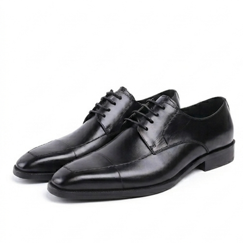 The Amalfi Black Leather Derby Oxfords Shoes for Men