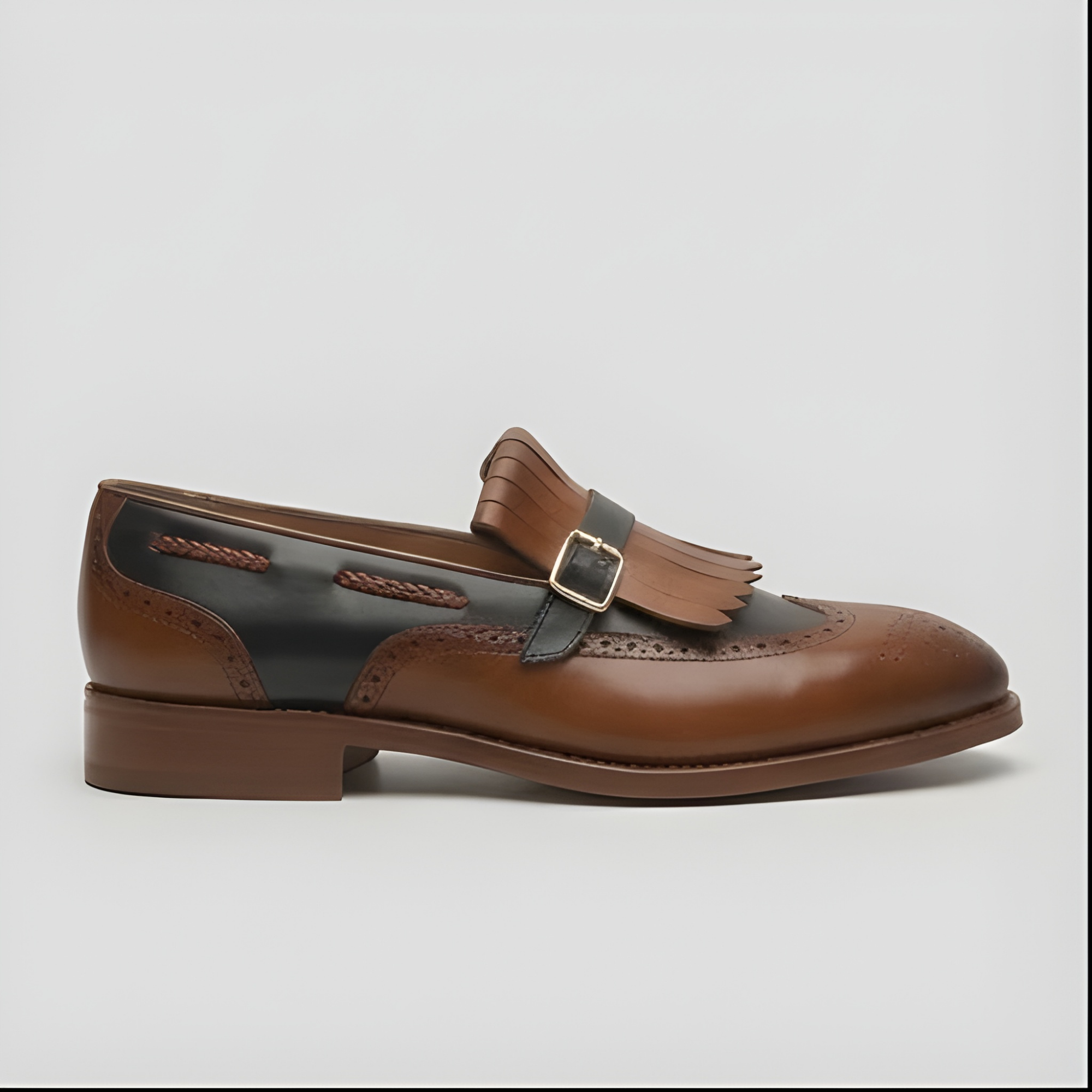 The Crotone Handcrafted Brown Brogue Loafers for Men