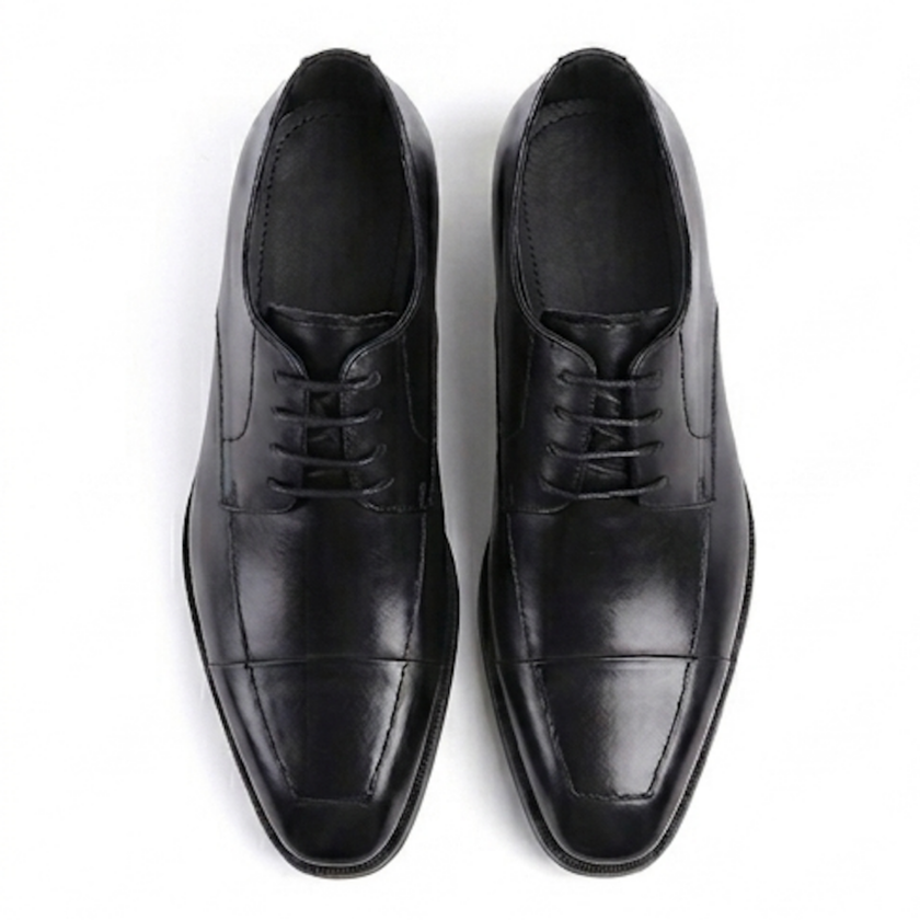 The Amalfi Black Leather Derby Oxfords Shoes for Men
