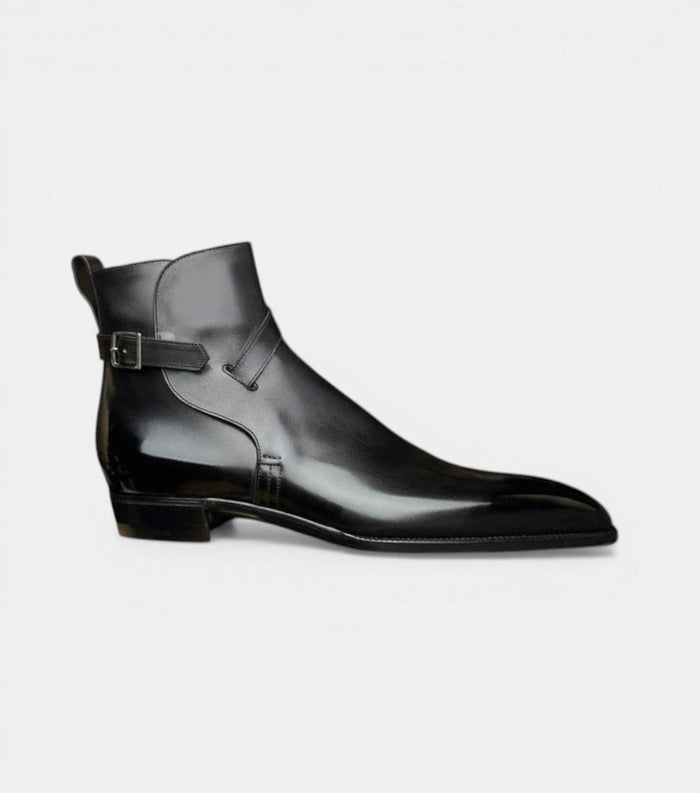 The Marche Chelsea Boots - High-Ankle Black Leather Monk Strap Dress Boots for men - MORDA MILANO