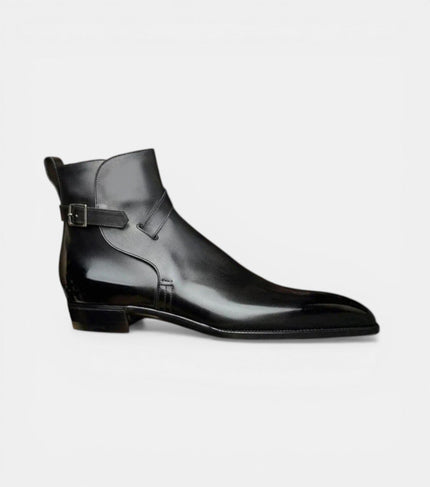 The Marche Chelsea Boots - High-Ankle Black Leather Monk Strap Dress Boots for men
