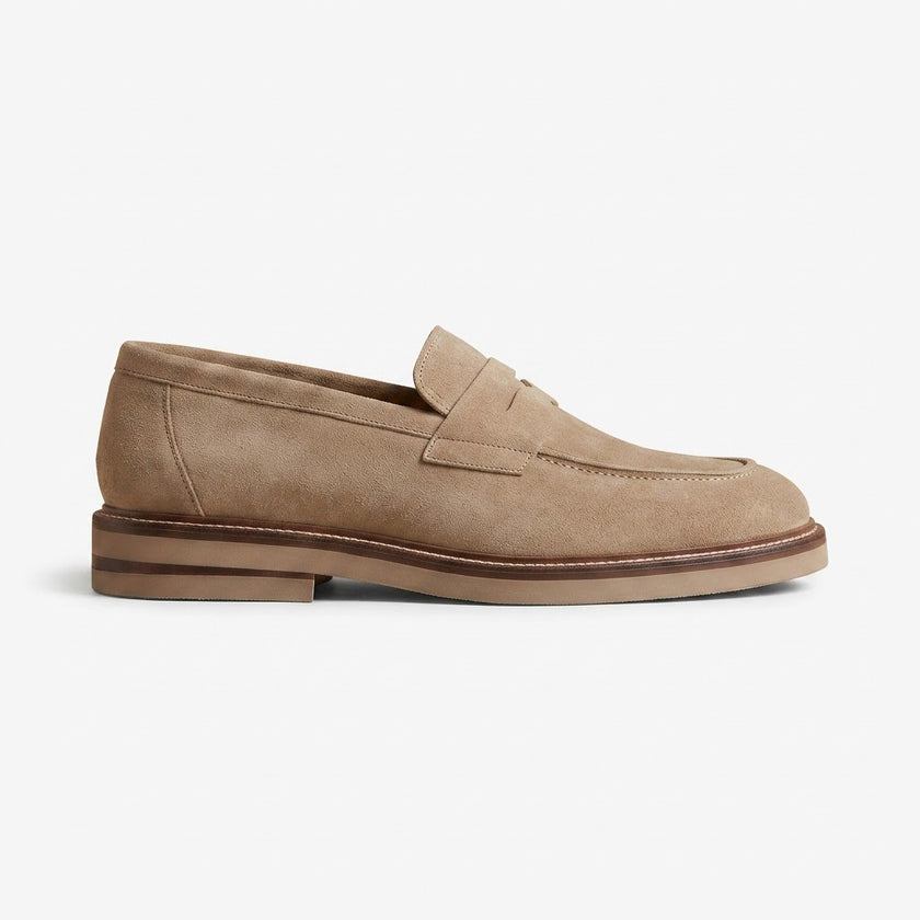 The Capri Sabbia Suede Penny Loafer