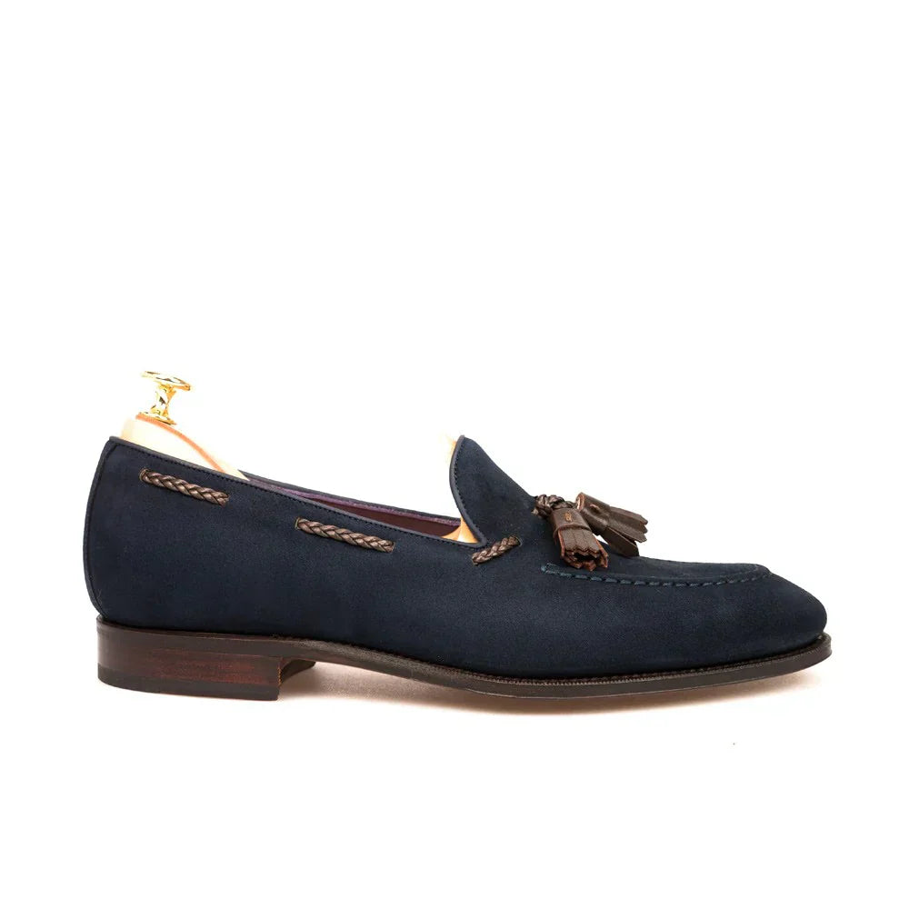 The Cesena Loafers - Handcrafted Navy Suede Loafers for Men