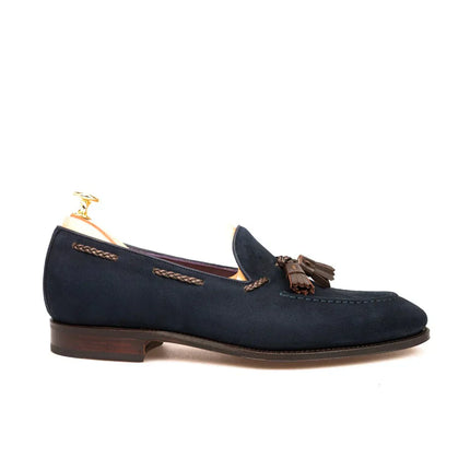 The Cesena Loafers - Handcrafted Navy Suede Loafers for Men