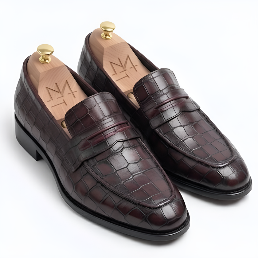 The Trani Croc-Embossed Leather Loafers for Men