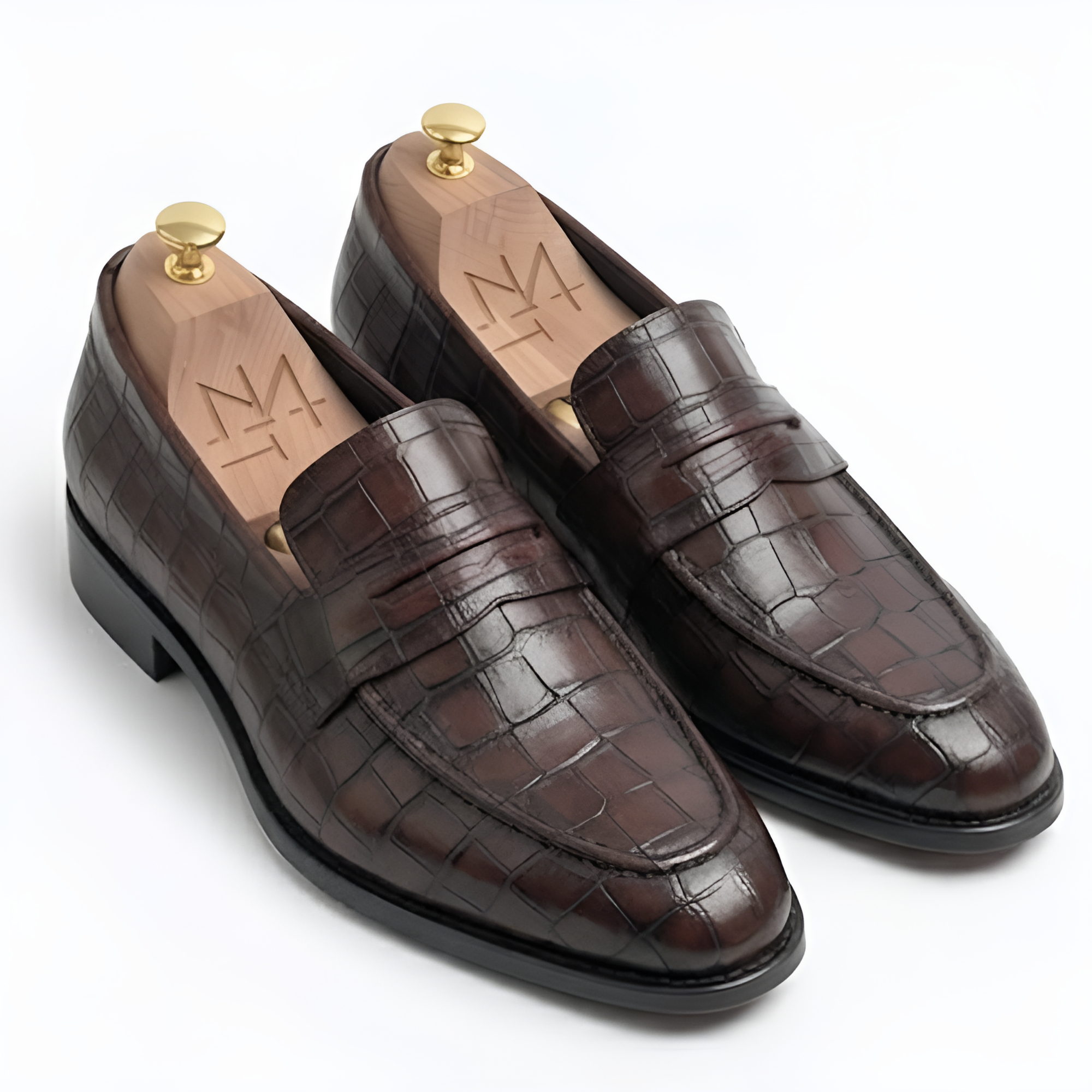 The Trani Croc-Embossed Leather Loafers for Men