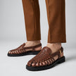 The Montara Woven Leather Slingback Sandals with Handcrafted Strap Detailing & Gold Buckle for Men
