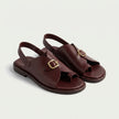 The Aurelio Heritage Handcrafted Leather Sandals with Sculpted Straps & Signature Gold Buckle