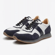 The Anzio Navy Retro Sneakers - Handcrafted White Leather & Blue Suede Leather Casual Sneakers for Men