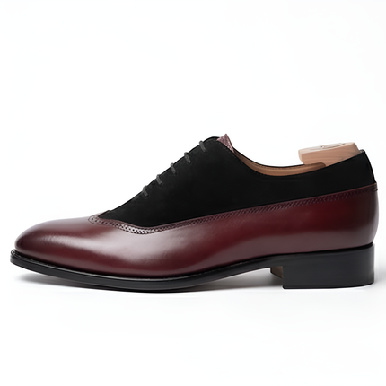The Bellagio Burgundy & Black Suede Leather Oxford Lace ups for Men