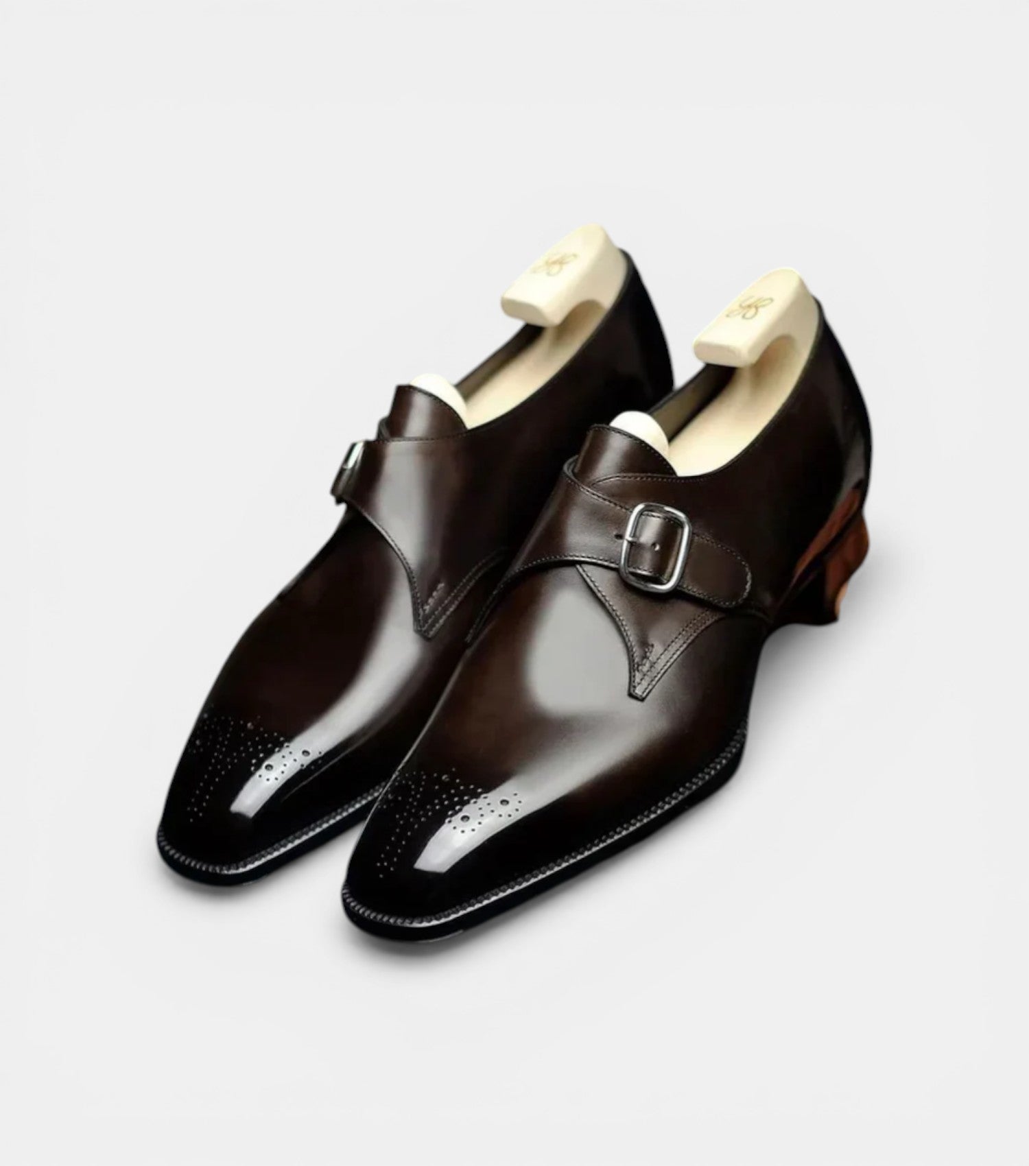 The Turin Single Monk Straps - Handcrafted Dark Chocolate Leather Single Monk Straps for men