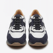 The Anzio Navy Retro Sneakers - Handcrafted White Leather & Blue Suede Leather Casual Sneakers for Men
