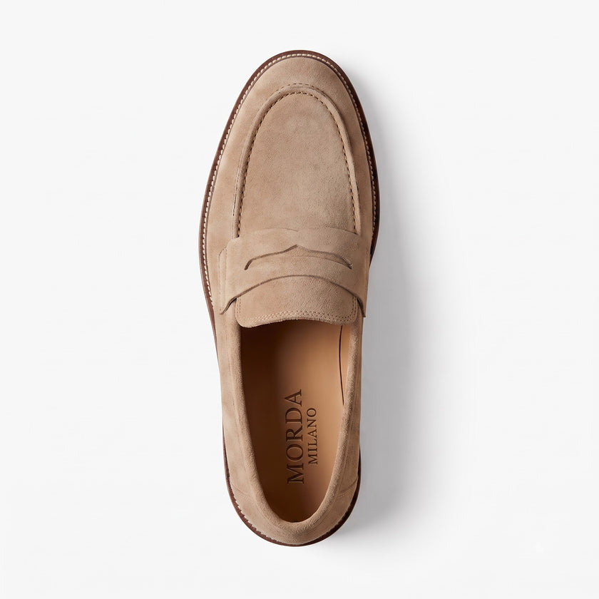 The Capri Sabbia Suede Penny Loafer