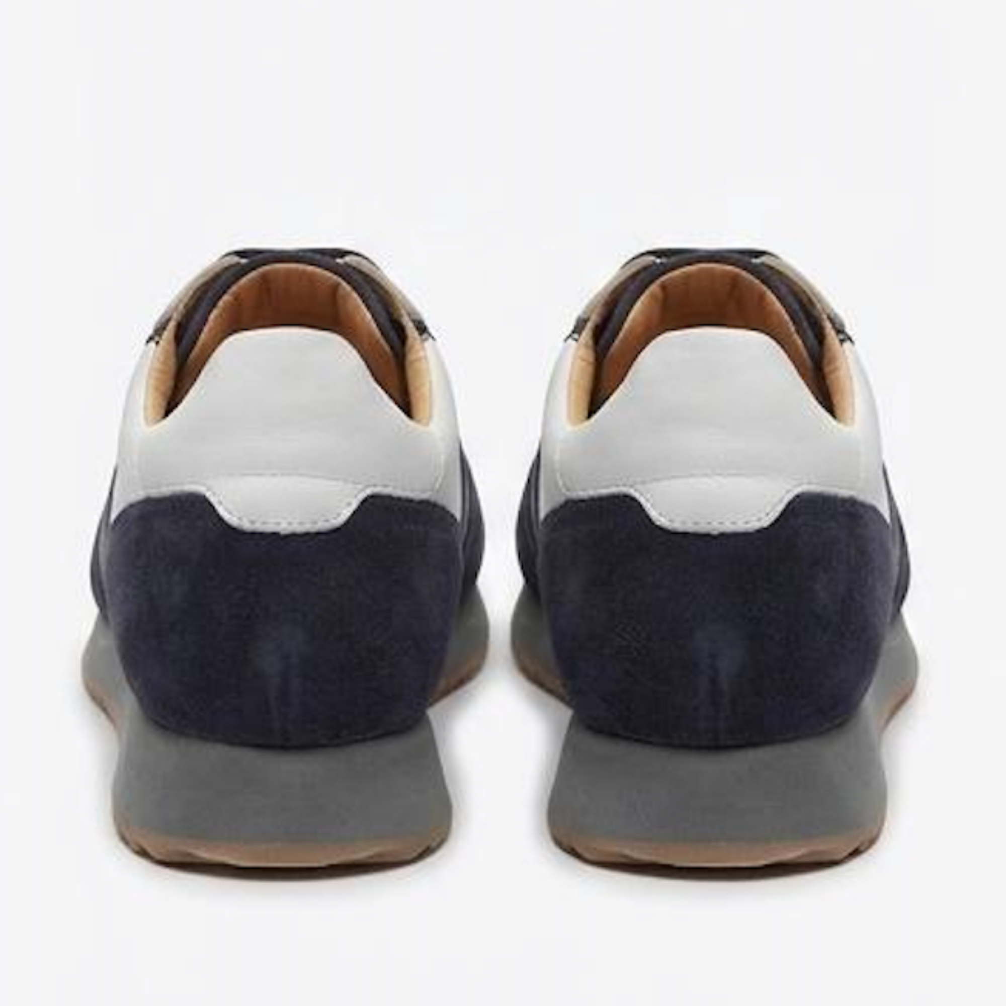 The Anzio Navy Retro Sneakers - Handcrafted White Leather & Blue Suede Leather Casual Sneakers for Men