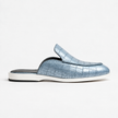 The Amalfi Sky Blue Croc-Embossed Leather Mule Slip Ons for Men
