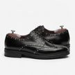 The Roma Handcrafted Black Studded Leather Brogue Derby Shoes for Men