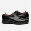 The Roma Handcrafted Black Studded Leather Brogue Derby Shoes for Men