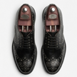 The Roma Handcrafted Black Studded Leather Brogue Derby Shoes for Men