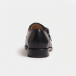 The Verona Ombra – Handcrafted Black Leather Monk Strap Shoes with Grey Crocodile-Embossed Leather Detailing for Men