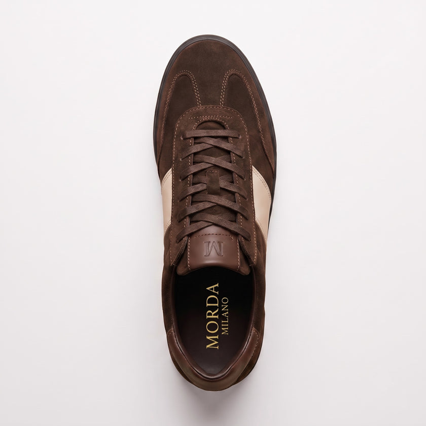 The Cortina Espresso Suede Trainer