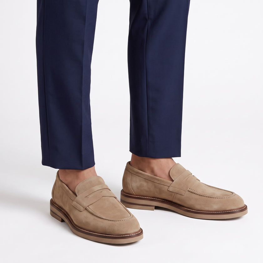 The Capri Sabbia Suede Penny Loafer