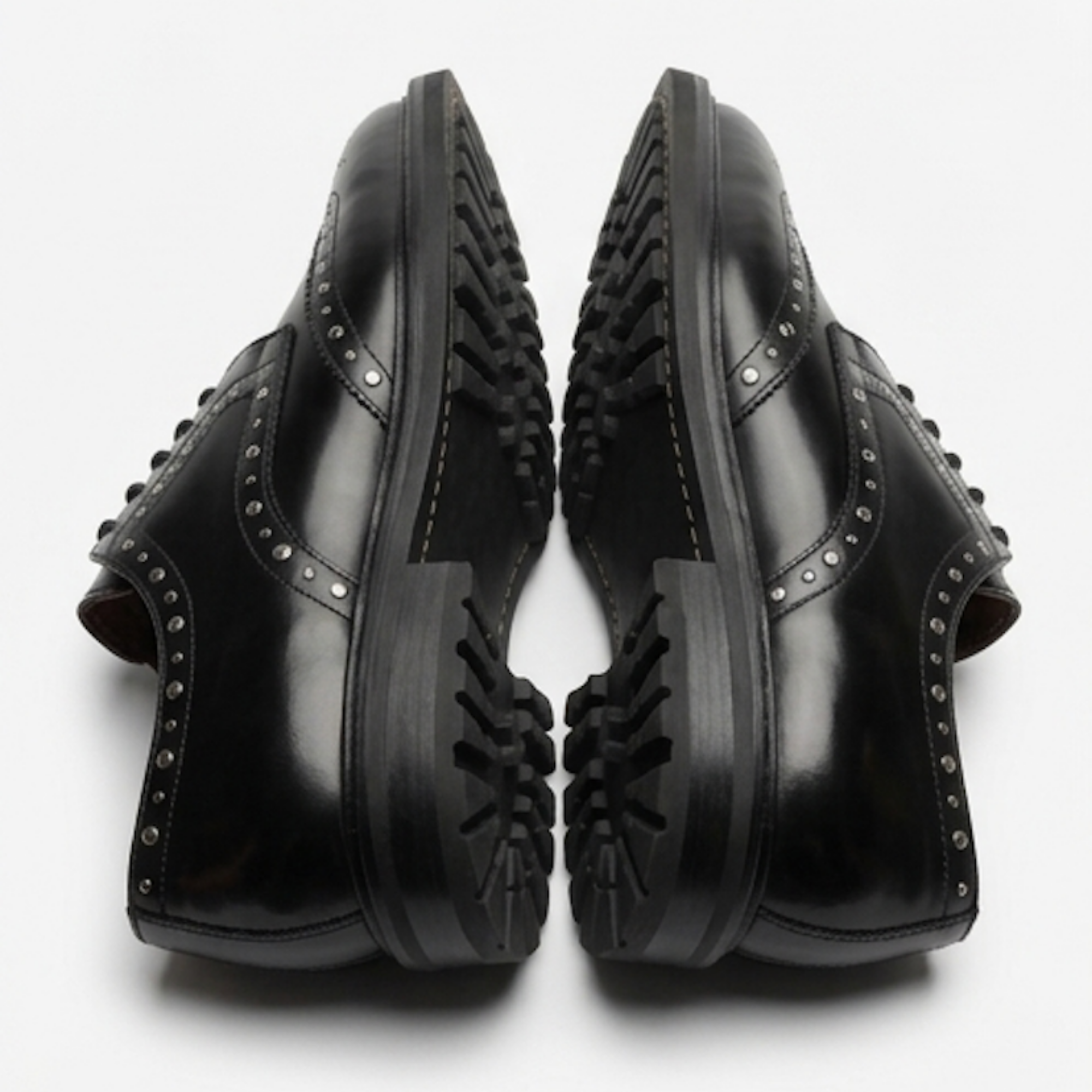 The Roma Handcrafted Black Studded Leather Brogue Derby Shoes for Men